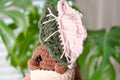 Crocheted Alocasia Pink Polly Plushie: Botanical Bag Charm