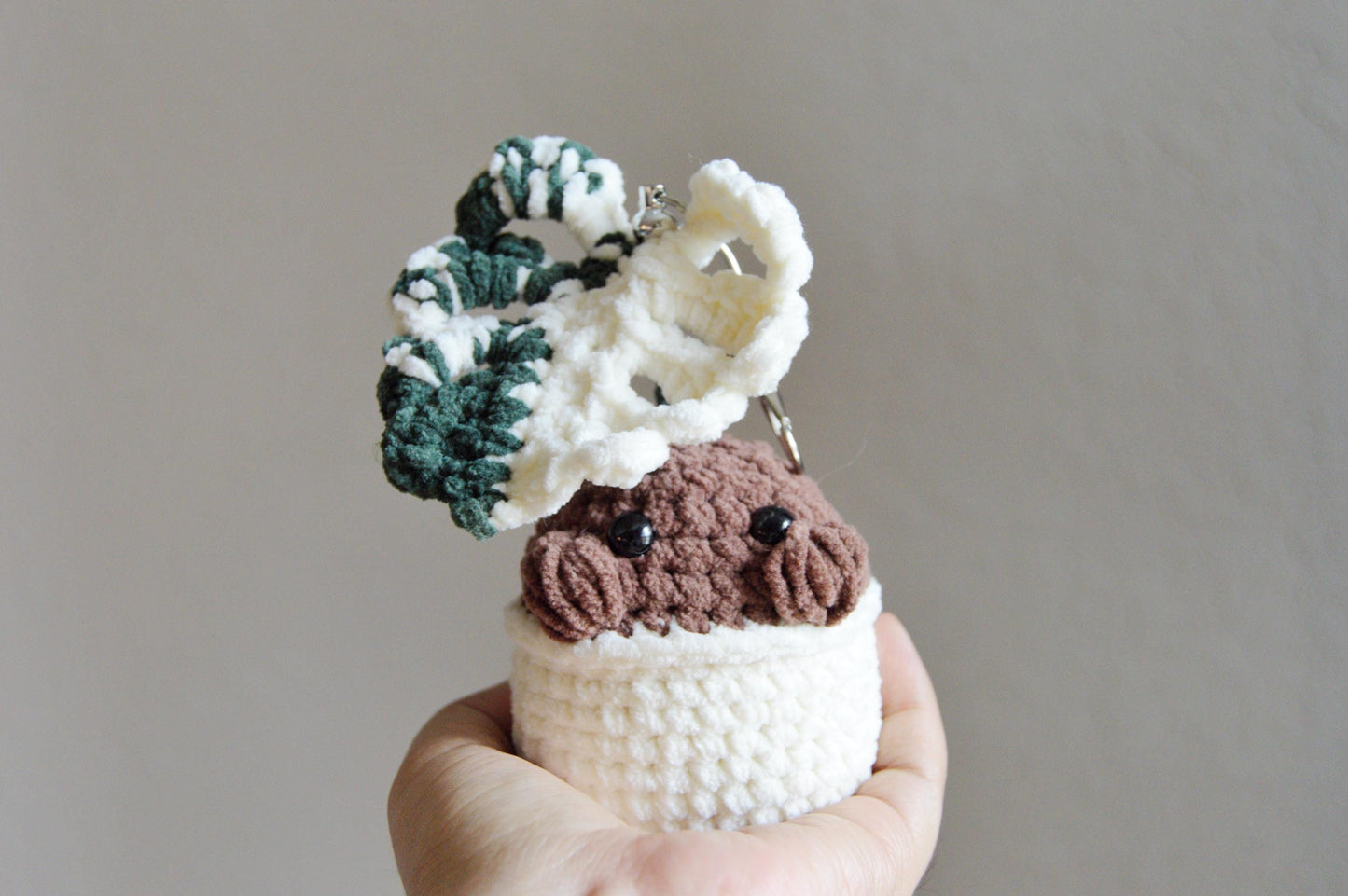 Crocheted Monstera Thai Constellation Plushie Bag Charm: Amigurumi Key Chain Accessory