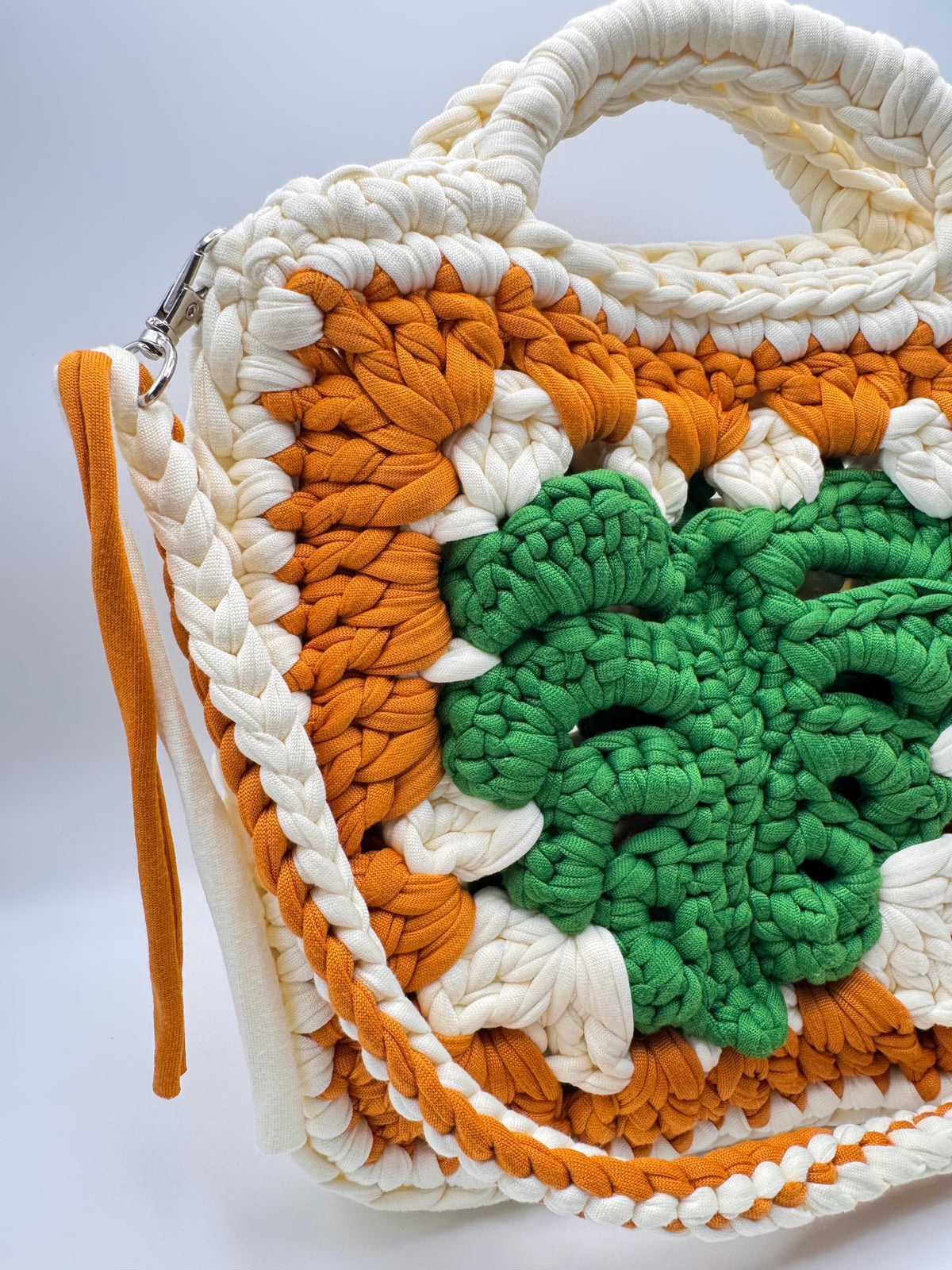 Handmade Crochet Monstera Leaf Granny Square Bag, Boho