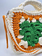 Handmade Crochet Monstera Leaf Granny Square Bag, Boho