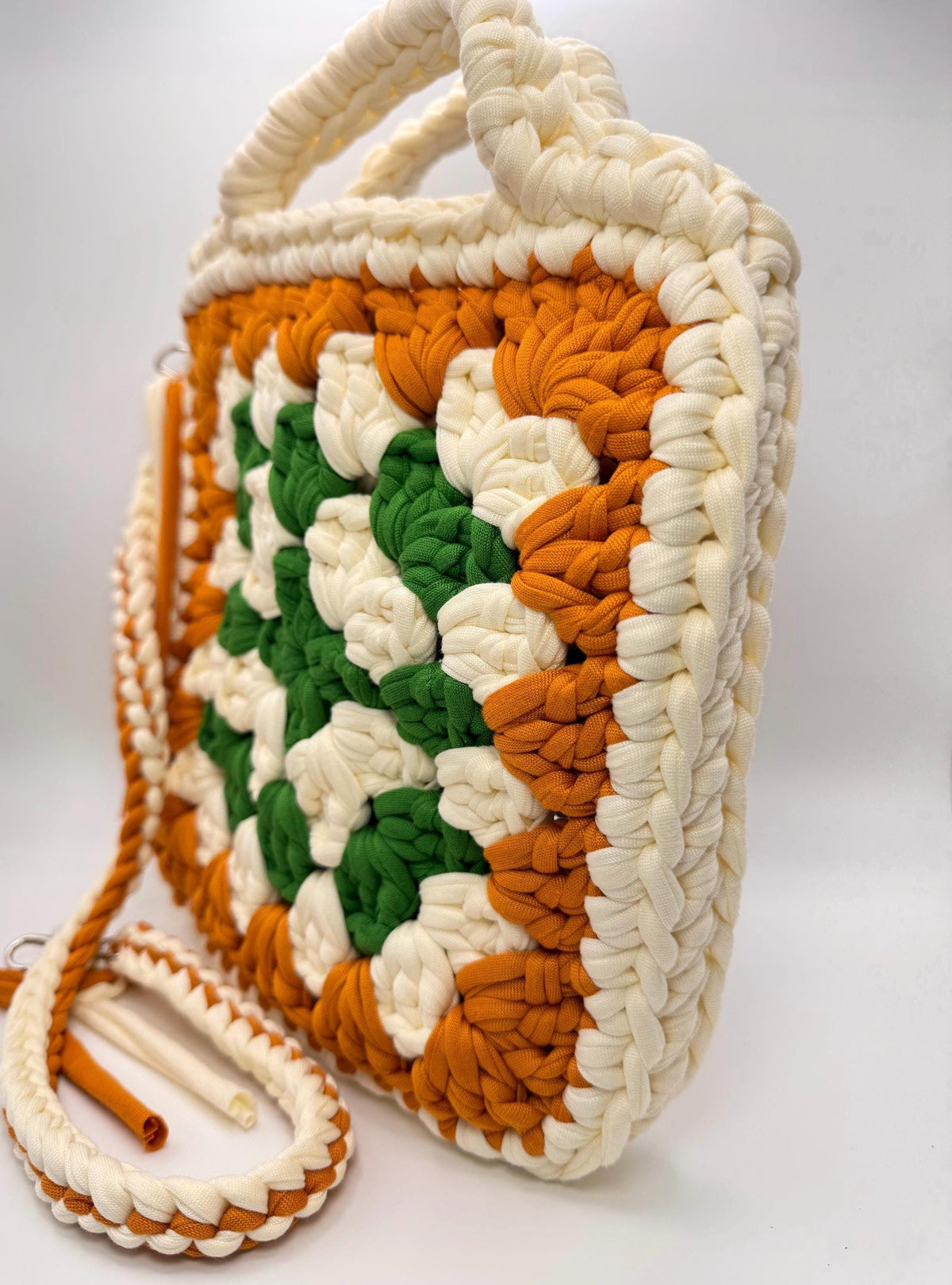 Handmade Crochet Monstera Leaf Granny Square Bag, Boho