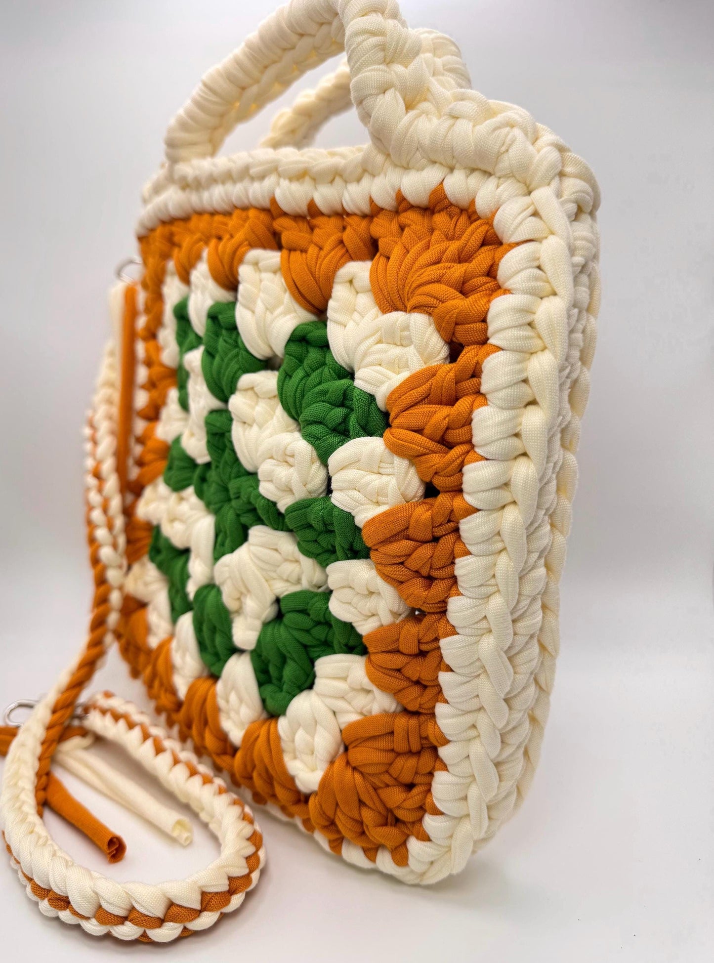 Handmade Crochet Monstera Leaf Granny Square Bag, Boho