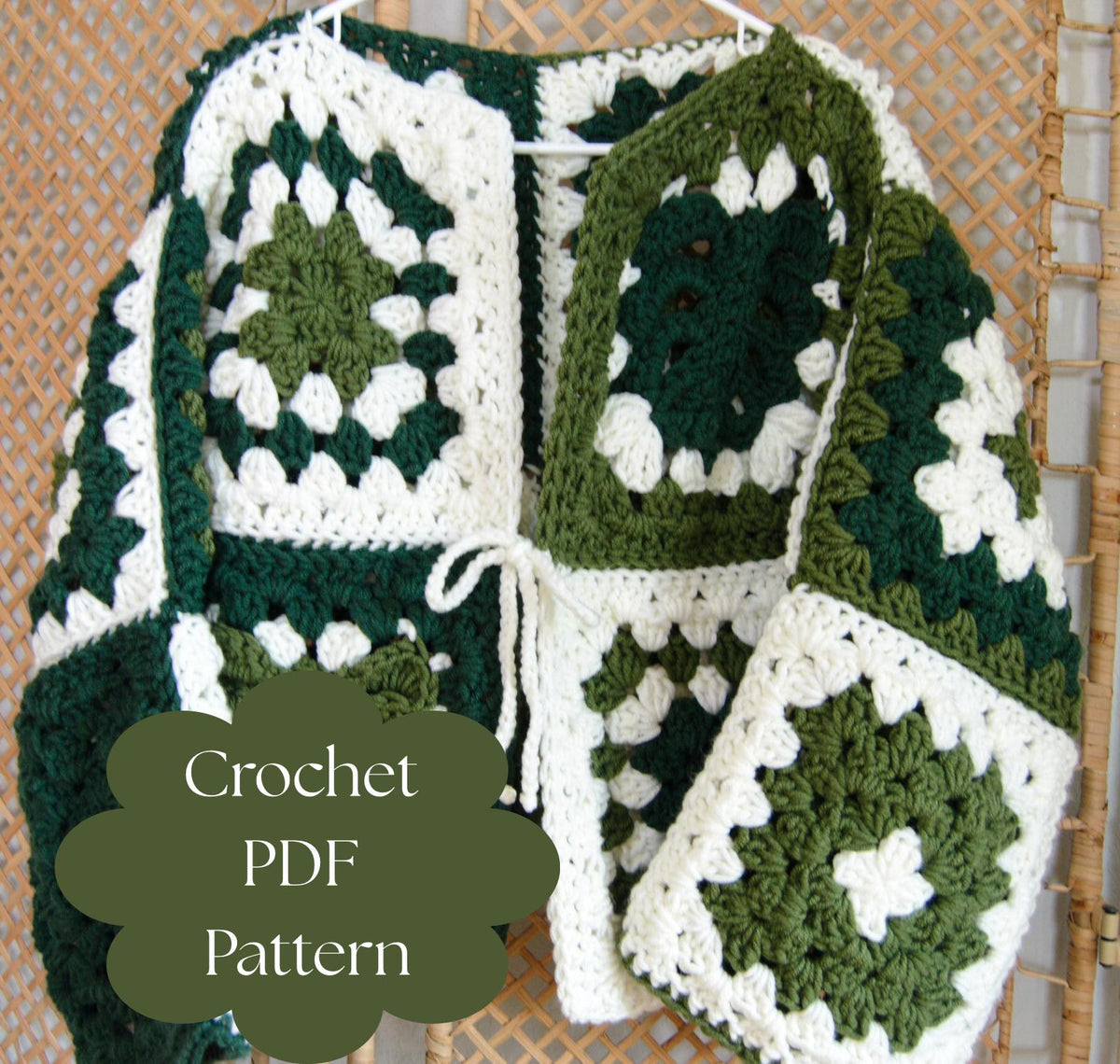 Chunky Monstera Granny Square Cardigan PDF Pattern