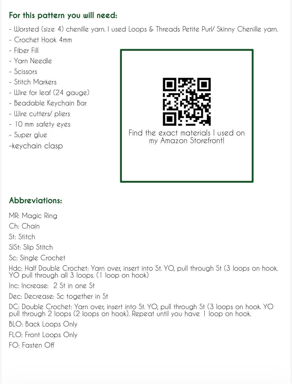 Monstera Botanical Baby Keychain PDF Pattern