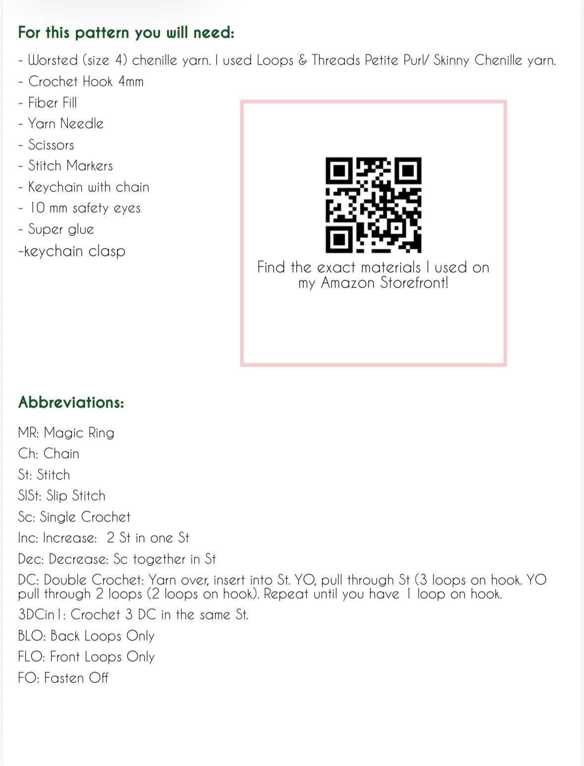 Hoya Compacta (Hindu Rope) Botanical Baby Keychain PDF Pattern