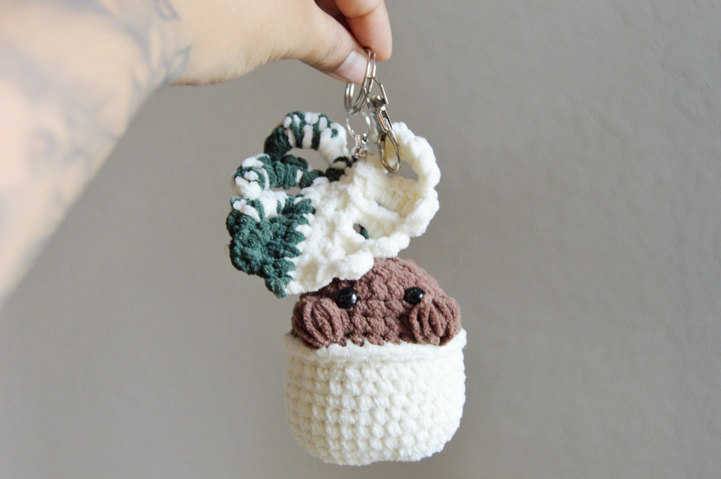 Crocheted Monstera Thai Constellation Plushie Bag Charm: Amigurumi Key Chain Accessory