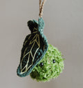 Crocheted hanging Anthurium Plushie Bag Charm: Botanical Kokedama car mirror charm