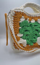 Handmade Crochet Monstera Leaf Granny Square Bag, Boho